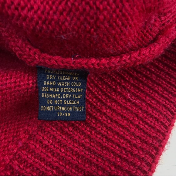 Vintage Eddie Bauer Wool Sweater Red Pullover Fair Isle Embroidered Flowers Sz S - Picture 6 of 14